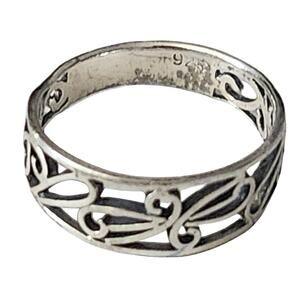 Vtg Sterling Silver 925 Open Scrollwork  Band  Ring Sz 8